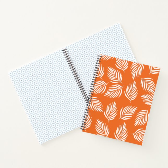 Modern Orange Tropical Leaf Pattern Notebook  (Inside)