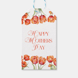 Modern Orange Tulips Floral Happy Mothers Day  Gift Tags