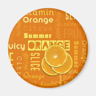 Modern Orange Typography Fruit Slice Magnet