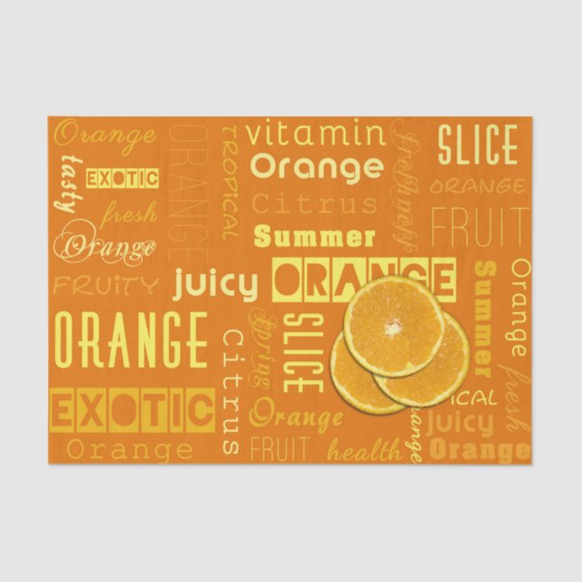 Modern Orange Typography Fruit Slice Tissue Paper (Front)