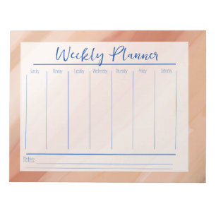 Modern Orange Watercolor Abstract  Weekly Planner Notepad