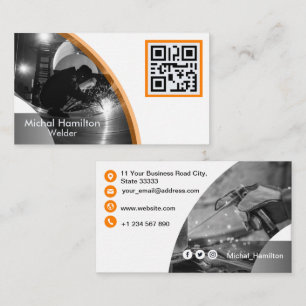 Modern Orange Welder Business Card