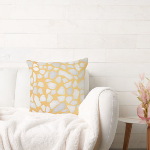 Modern Orange White Terrazzo Pattern Throw Pillow