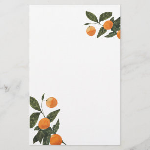 Modern Oranges and Leaves customizable Stationery