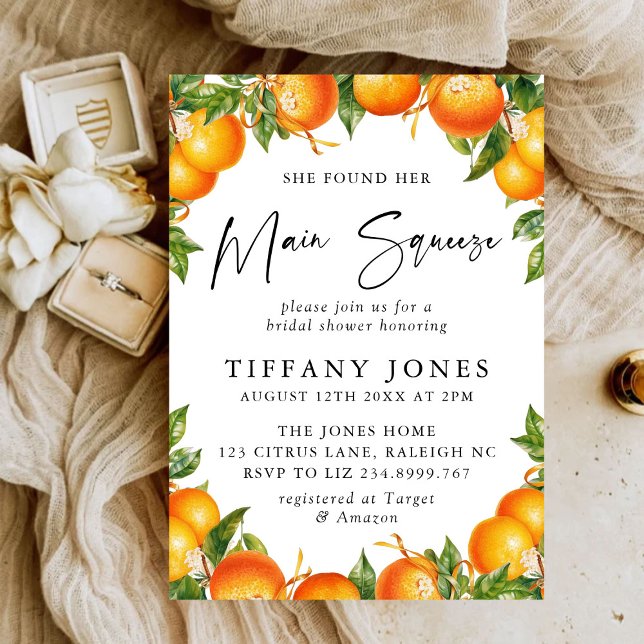Modern Oranges  Citrus Bridal Shower Invitation (Creator Uploaded)