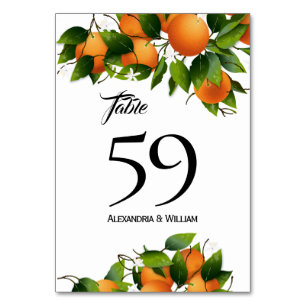 Modern Oranges Fruit   Wedding Table Number