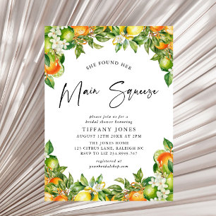 Modern Oranges Lemon Citrus Bridal Shower Invitation