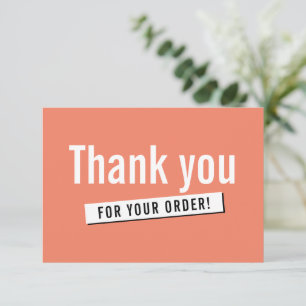 MODERN ORDER INSERT business thank you orange Card