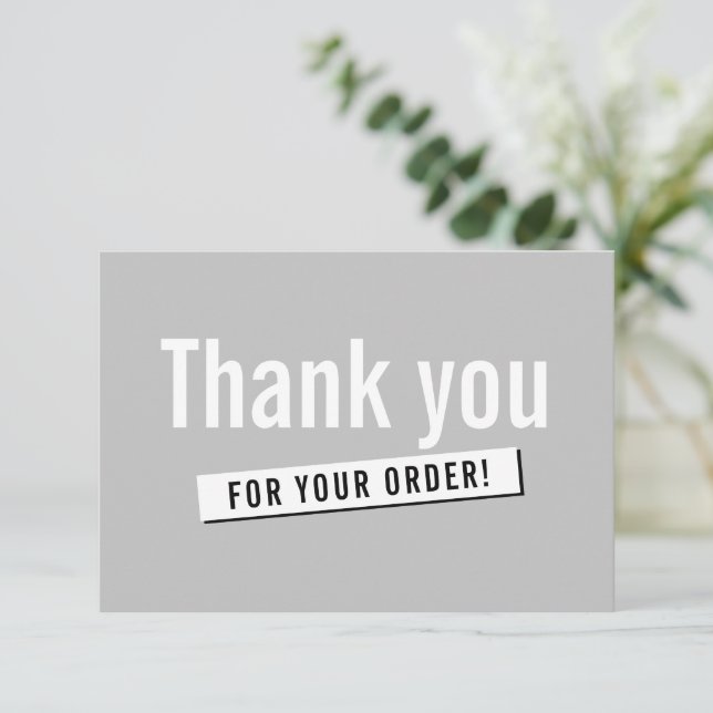 MODERN ORDER INSERT business thank you plain grey (Standing Front)