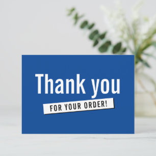 MODERN ORDER INSERT business thank you royal blue Card