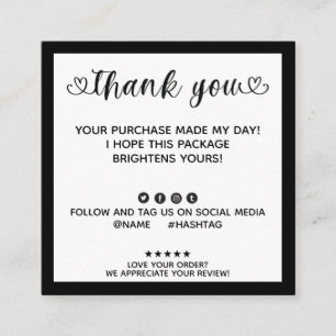 Modern Order Made My Day Thank You Square Business Card