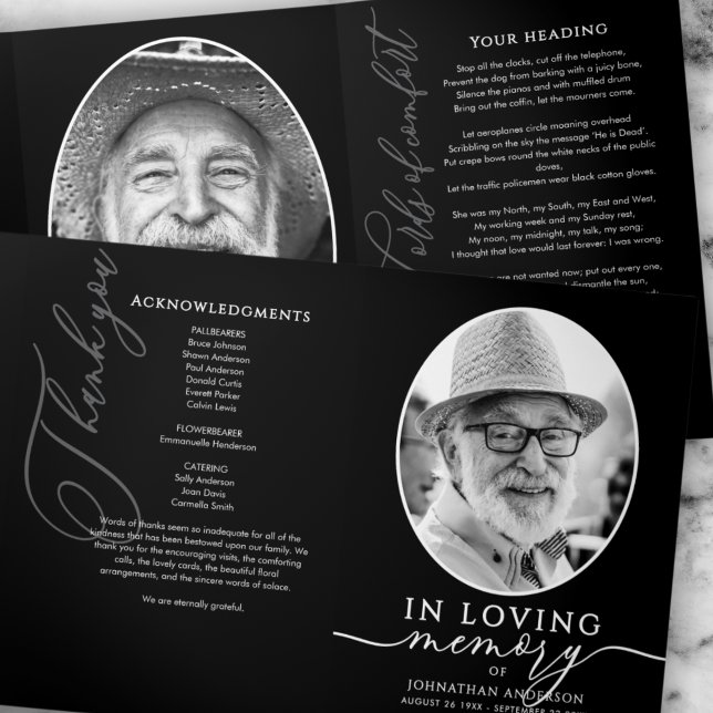 Modern Order Of Service Obituary Funeral/Memorial Tri-Fold Programme (Creator Uploaded)