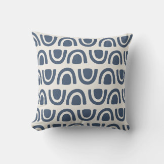 Modern Organic Arch Blocks Navy Cream Pattern Throw Pillow