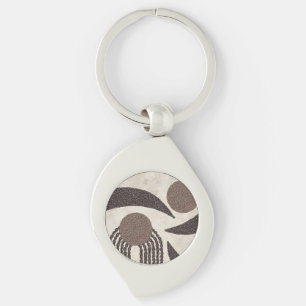 Modern Organic-Coffee Beans-Geometric-Neutral Keychain