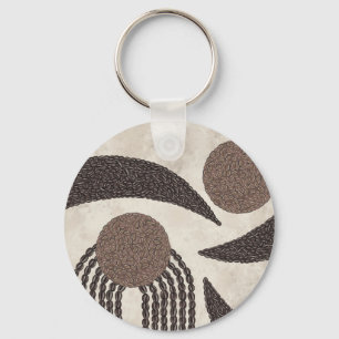 Modern Organic-Coffee Beans-Geometric-Neutral Keychain