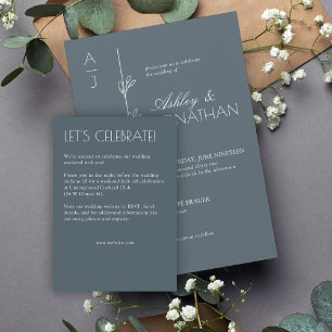Modern Organic Floral Divider Wedding Enclosure Card