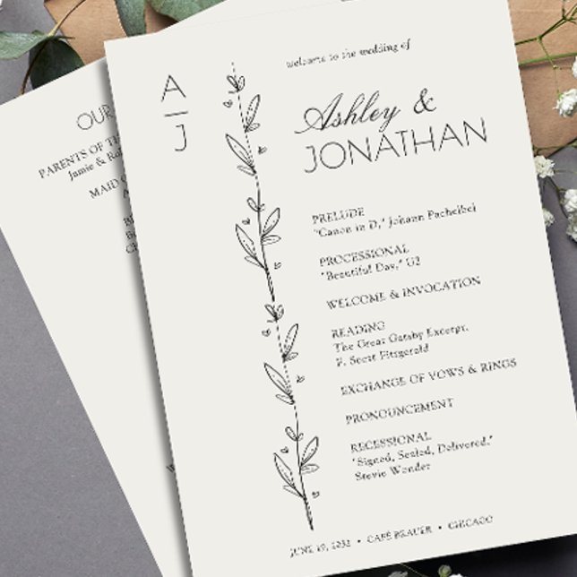 Modern Organic Floral Divider Wedding Program (Creator Uploaded)
