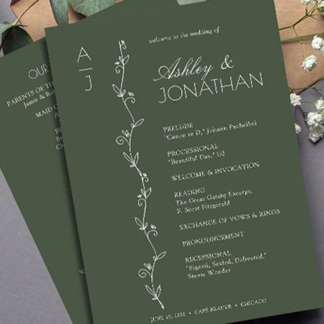 Modern Organic Floral Divider Wedding Program (Creator Uploaded)