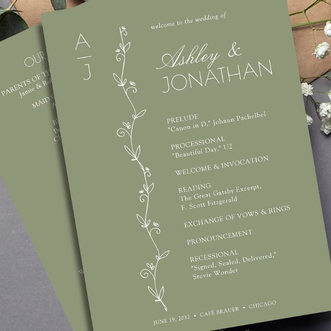 Modern Organic Floral Divider Wedding Program (Creator Uploaded)
