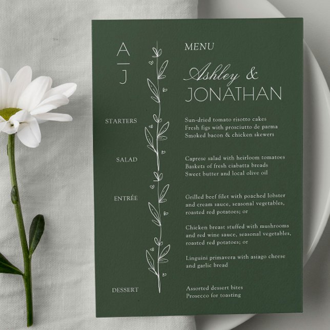 Modern Organic Floral Divider Wedding Reception Menu (Creator Uploaded)