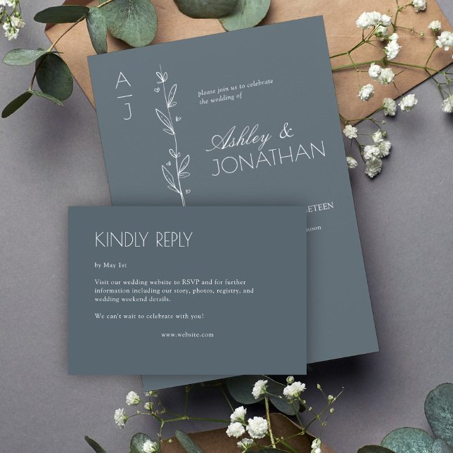 Modern Organic Floral Divider Wedding RSVP Card (Creator Uploaded)