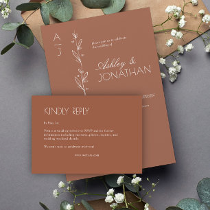Modern Organic Floral Divider Wedding RSVP Card
