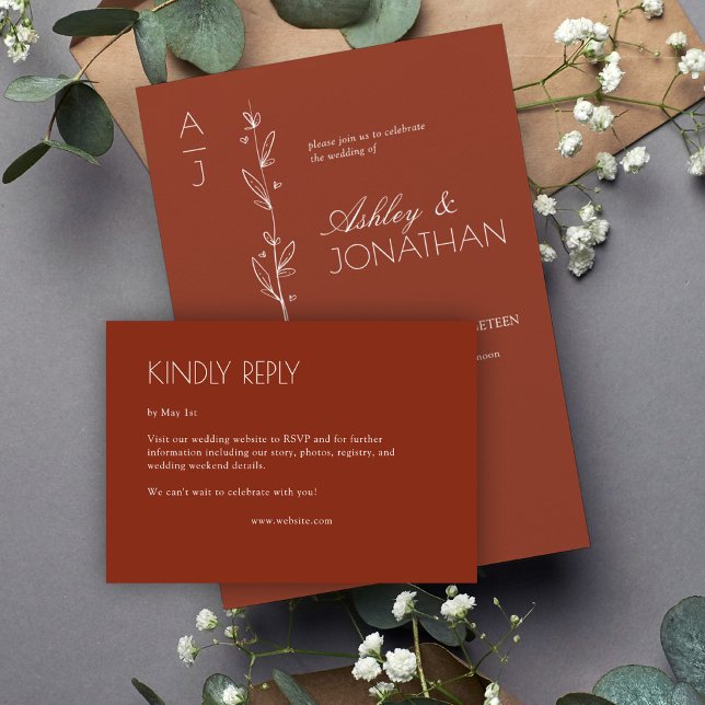 Modern Organic Floral Divider Wedding RSVP Card (Creator Uploaded)