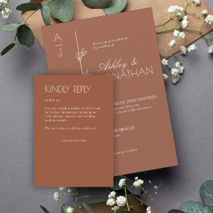 Modern Organic Floral Divider Wedding RSVP Card