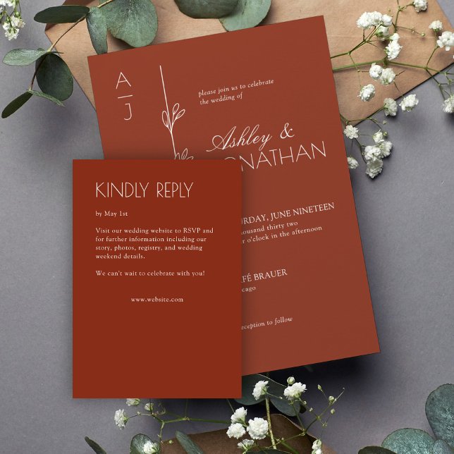Modern Organic Floral Divider Wedding RSVP Card (Creator Uploaded)