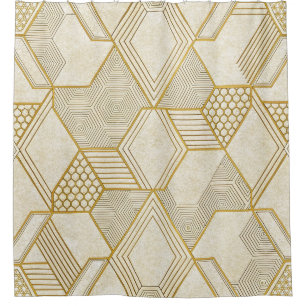 Modern Organic Hexagon Pattern Cream and Beige 2