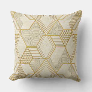 Modern Organic Hexagon Pattern   Cream and Beige 2 Throw Pillow