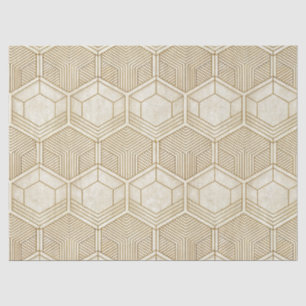 Modern Organic Hexagon Pattern Cream and Beige Tissue Paper