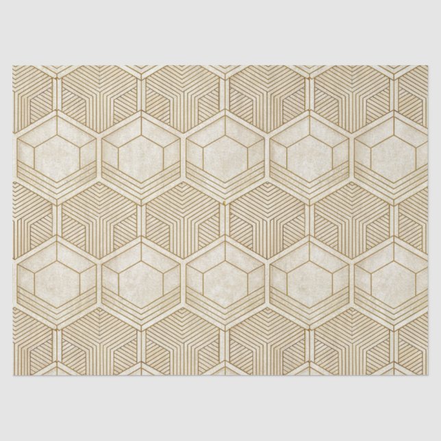Modern Organic Hexagon Pattern | Cream and Beige Tissue Paper (Front)