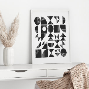 Modern Organic Shapes in Black and White Poster