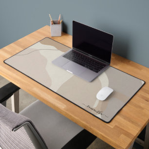 Modern organic shapes script font monogram desk mat