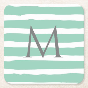 Modern, Organic, Stripes, Farmhouse Style, Wedding Square Paper Coaster