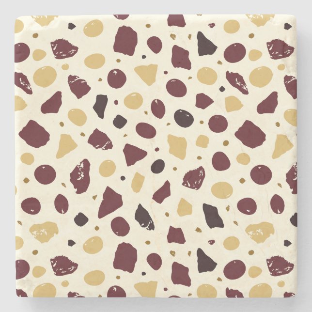 Modern Organic Terrazzo | Abstract Stone Mosaic Coaster (Front)