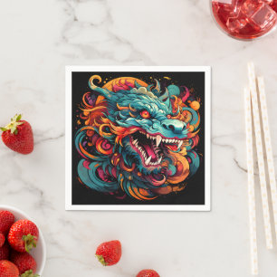 Modern Oriental Dragon Majesty Napkin