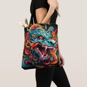 Modern Oriental Dragon Majesty Tote Bag