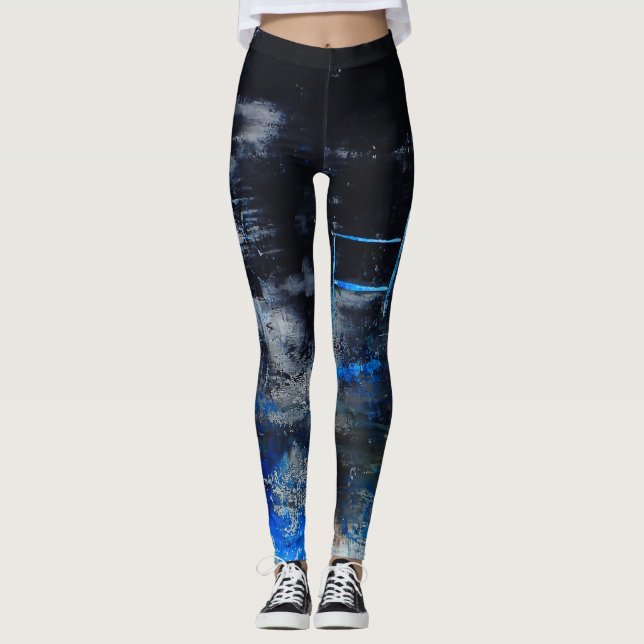 Modern original abstract art leggings, gym/yoga leggings (Front)