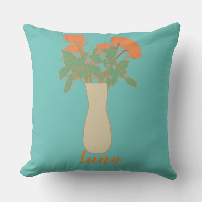 Modern Original Flower Art  Illustration Throw Pillow (Front)