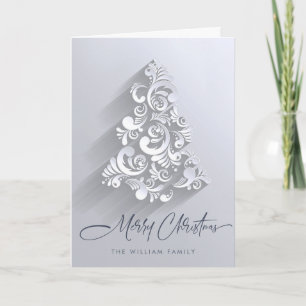 Modern Ornament Christmas Tree Greeting Holiday Card