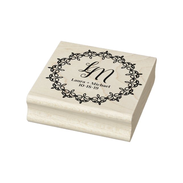Modern Ornamental Wreath Design Rubber Stamp (Stamp)
