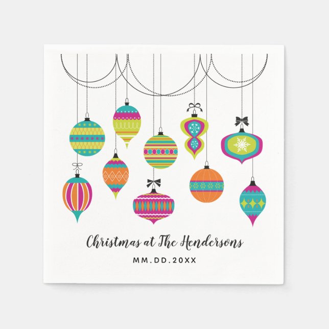 Modern Ornaments Christmas Holiday Napkin (Front)