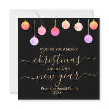 Modern Ornaments Holiday with Gold Typography
