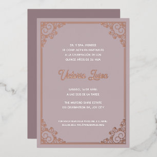 Modern Ornate Frame Blush Pink Quinceañera Gold