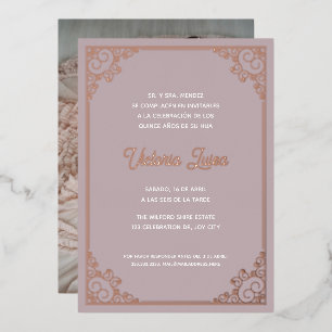 Modern Ornate Frame Blush Pink Quinceañera Photo