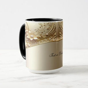 Modern Ornate Gold Floral Mug