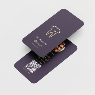 MODERN ORTHODONTIST PURPLE GOLD DENTIST  BUSINESS CARD