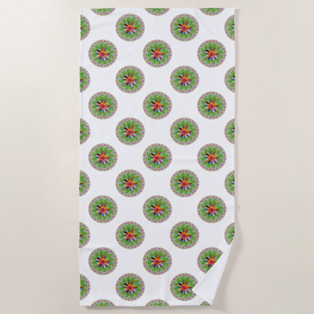 Modern Otomi Design Beach Towel (Front)